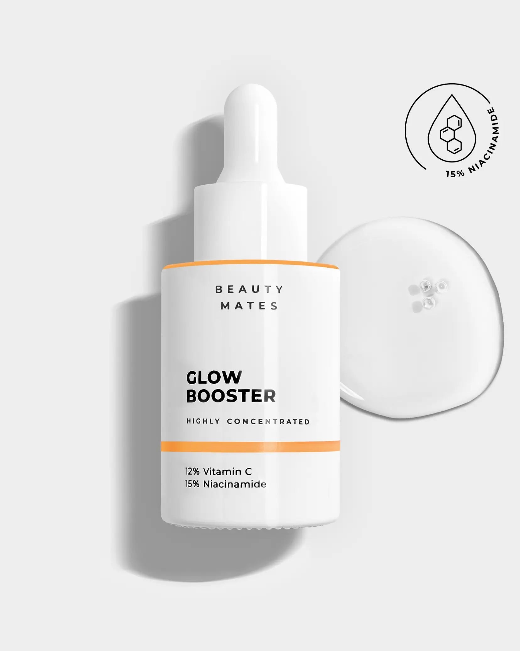 Beauty Mates Glow Booster - Hochkonzentriertes Serum mit 12% Vitamin C und 15% Niacinamide