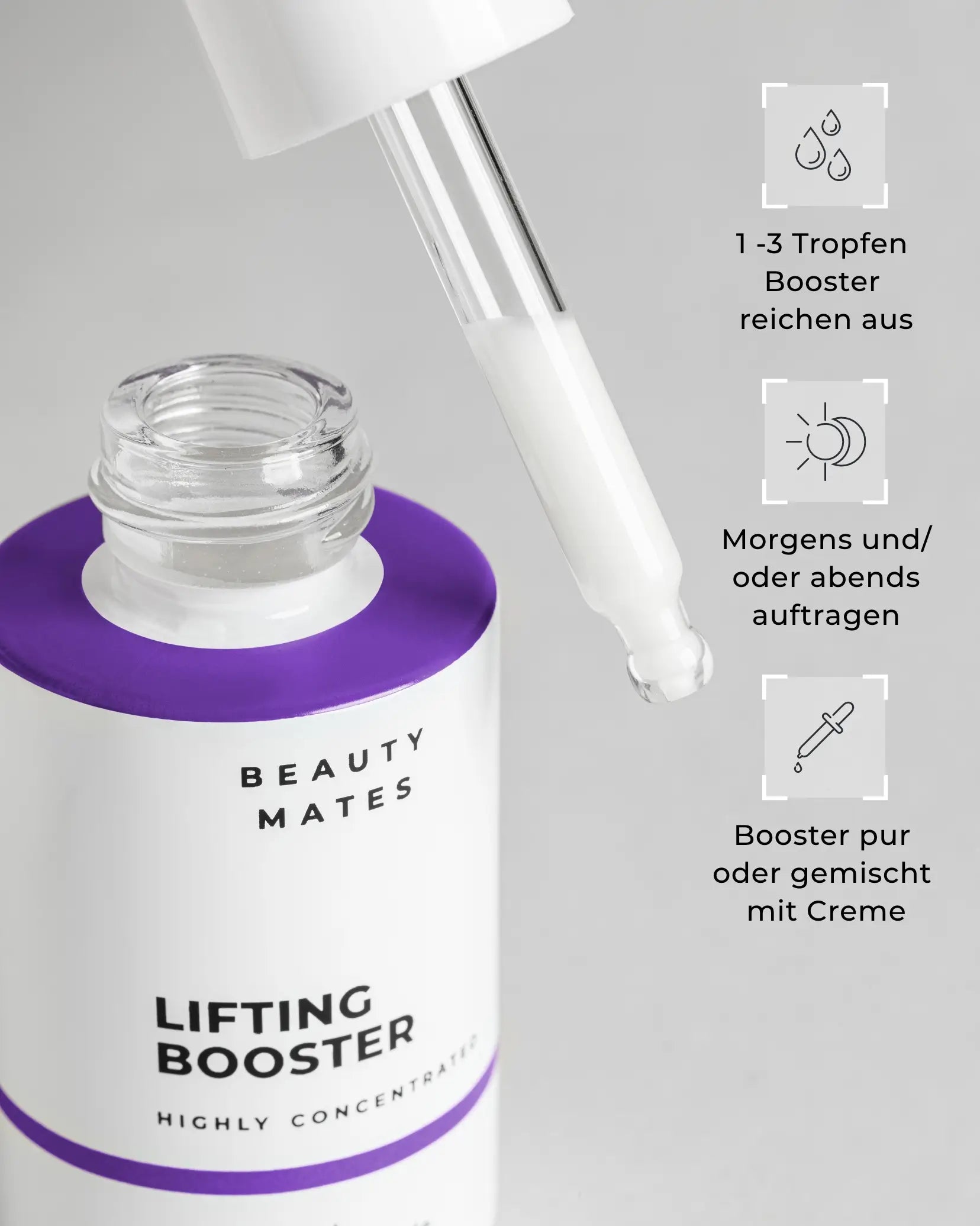 Beauty Mates Lifting Booster - Anwendung des Serums mit Pipette